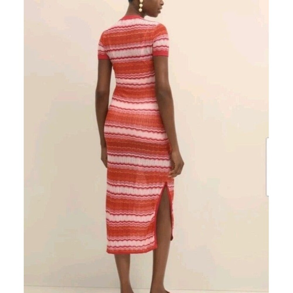 Brooks Brothers Small Striped Ombre Sweater Midi Dress Womens Pink Orange $258 - Picture 2 of 10